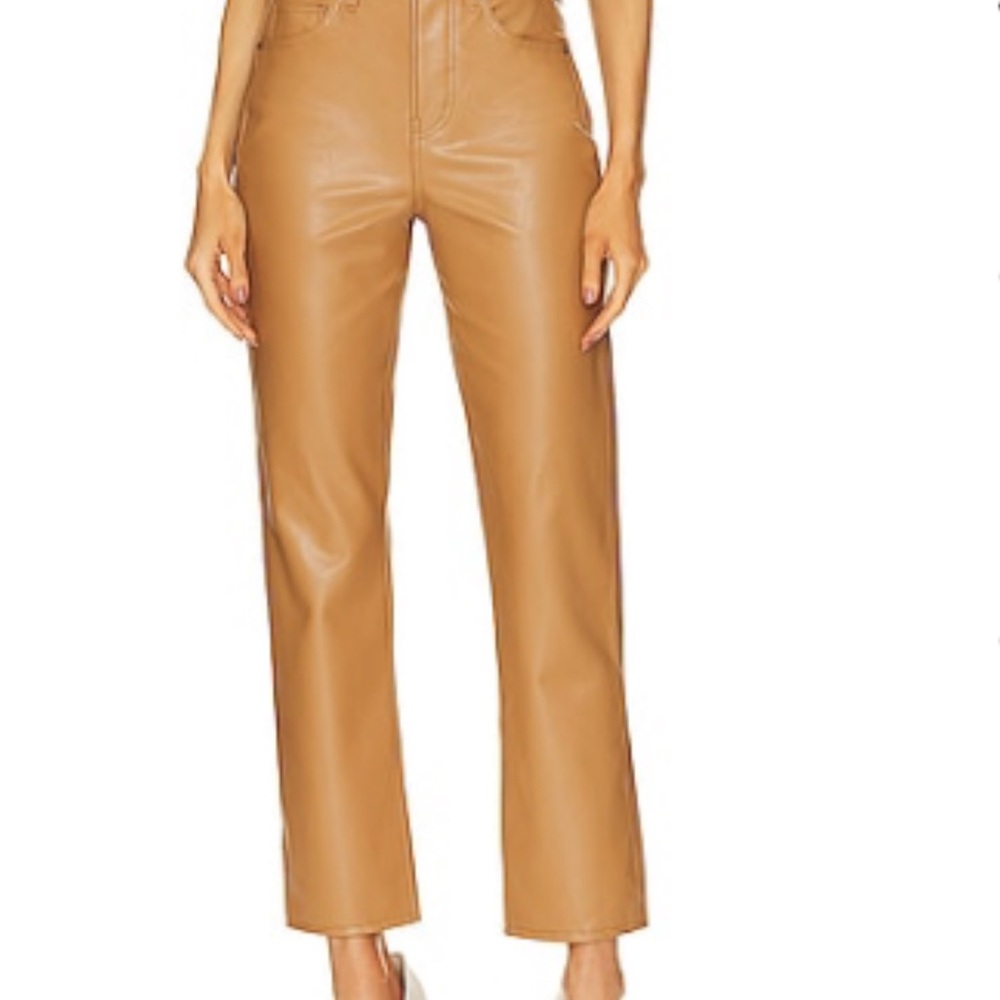 Veronica Beard Joey Faux leather straight leg Cognac